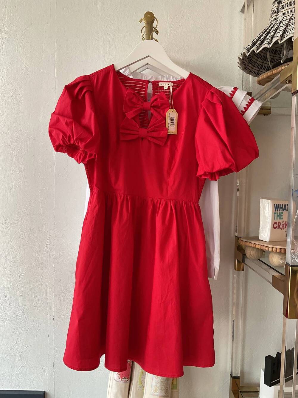 NEW JODIFL women's bell bow mini dress in red